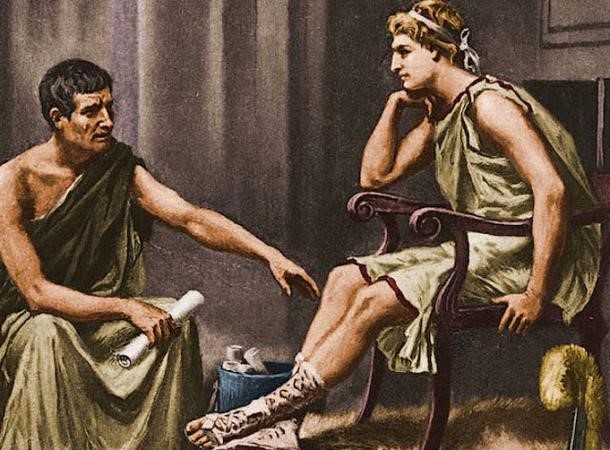 Alexandru il asculta cu atentie pe mentorul sau, filosoful Aristotel